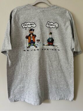Vintage Duck Company Seven Springs Ski Snowboard Grey T-Shirt, Funny – XL